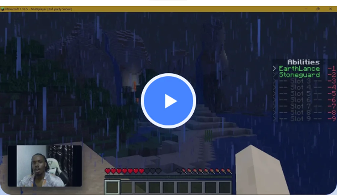 ProjectKorra abilities running in Minecraft during Daniel's gameplay test